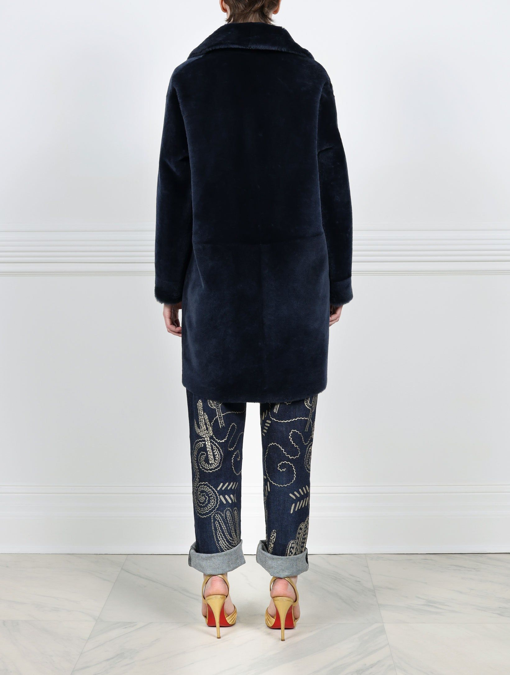 Fantastic Flowers Printed Reversible Notch Collar Shearling Coat Designed by Zandra Rhodes sold by Pologeorgis product image thumbnail 5