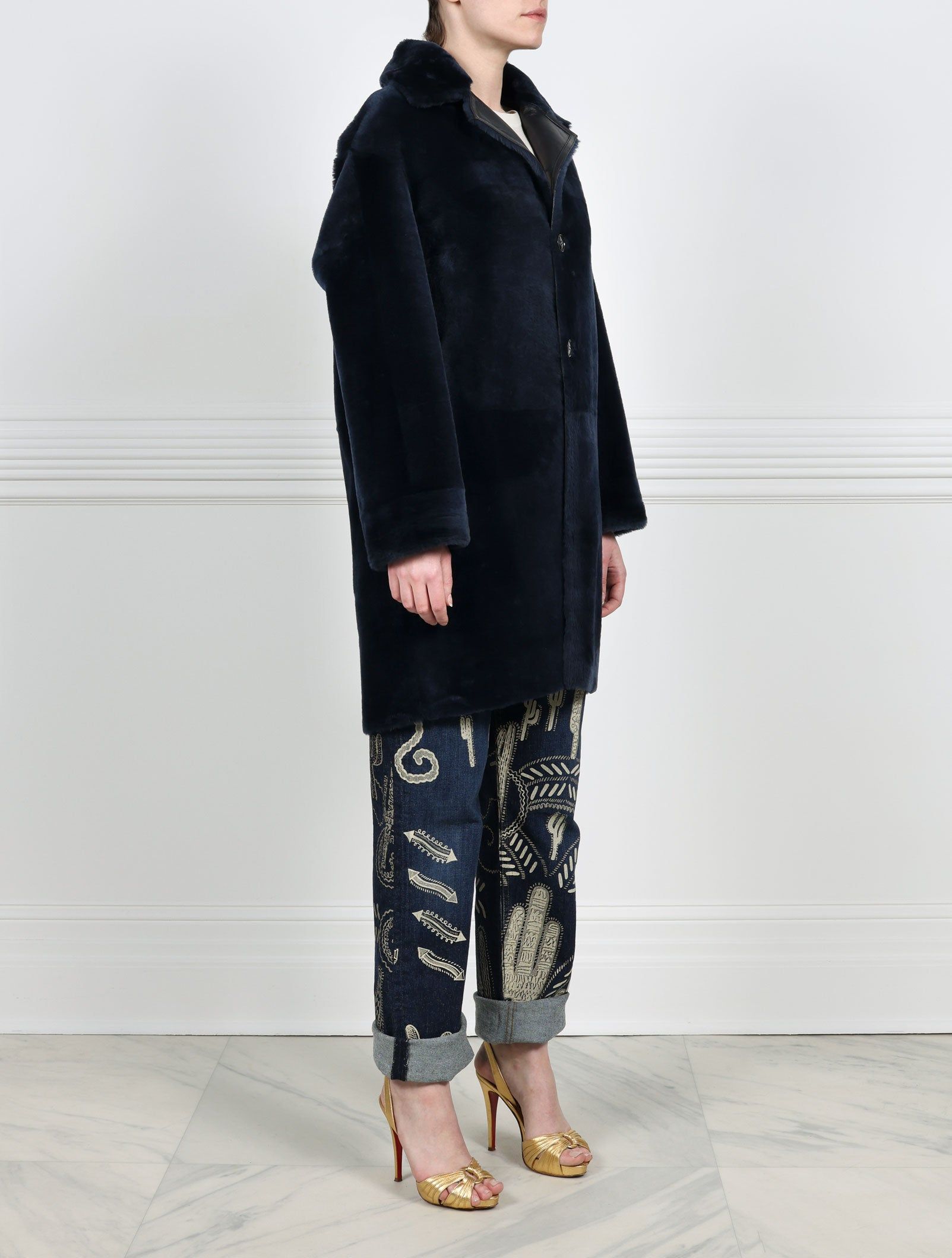 Fantastic Flowers Printed Reversible Notch Collar Shearling Coat Designed by Zandra Rhodes sold by Pologeorgis product image thumbnail 4