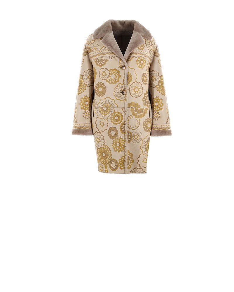 Fantastic Flowers Printed Reversible Notch Collar Shearling Coat Designed by Zandra Rhodes sold by Pologeorgis product image thumbnail 6