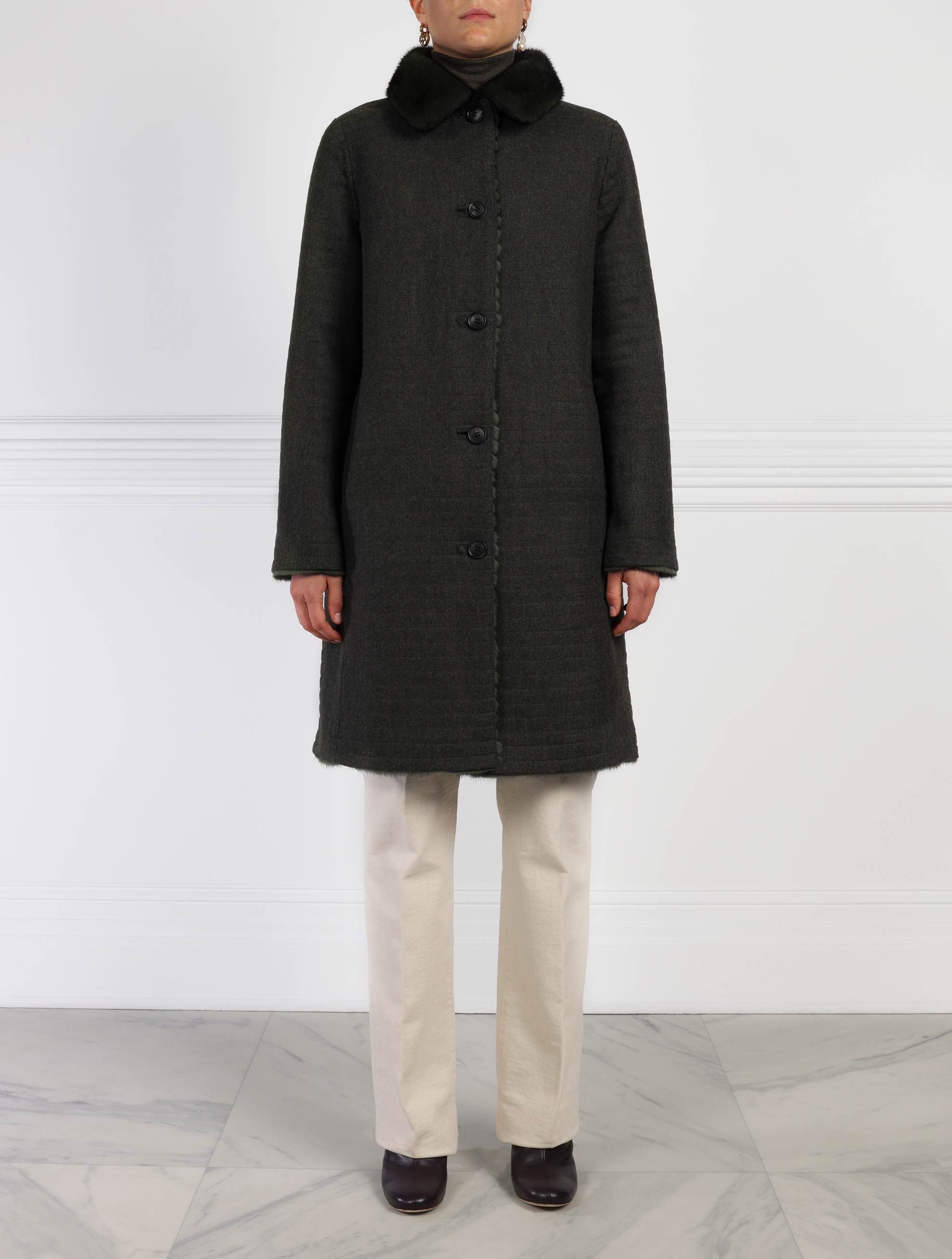 The Arleth Stripped Mink Reversible Coat sold by Pologeorgis product image thumbnail 2