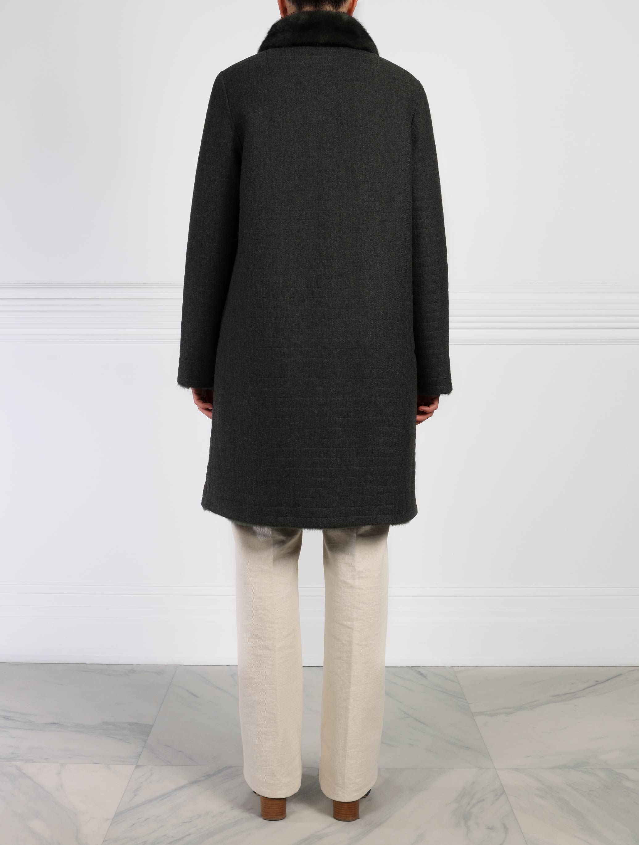 The Arleth Stripped Mink Reversible Coat sold by Pologeorgis product image thumbnail 4