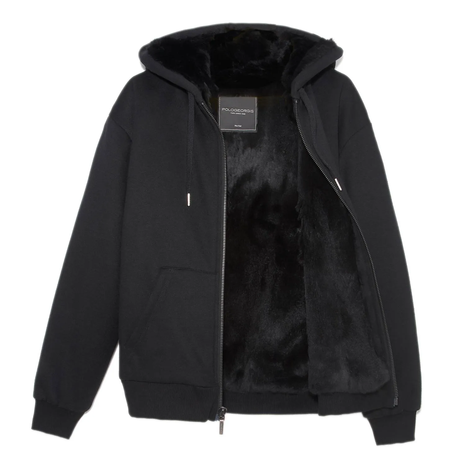 Tall Mens Rabbit Lined Hooded Zip Sweatshirt in Black sold by Pologeorgis product image thumbnail 5