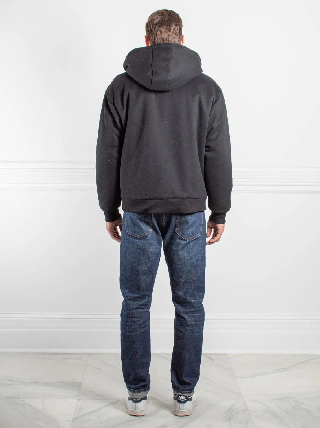 Tall Mens Rabbit Lined Hooded Zip Sweatshirt in Black sold by Pologeorgis product image thumbnail 3