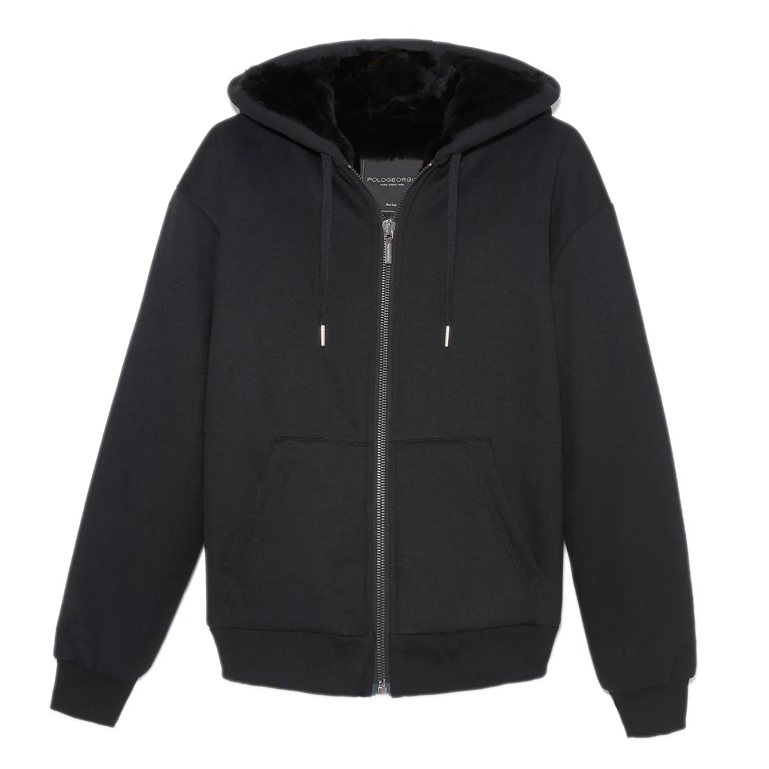 Tall Mens Rabbit Lined Hooded Zip Sweatshirt in Black sold by Pologeorgis product image thumbnail 4