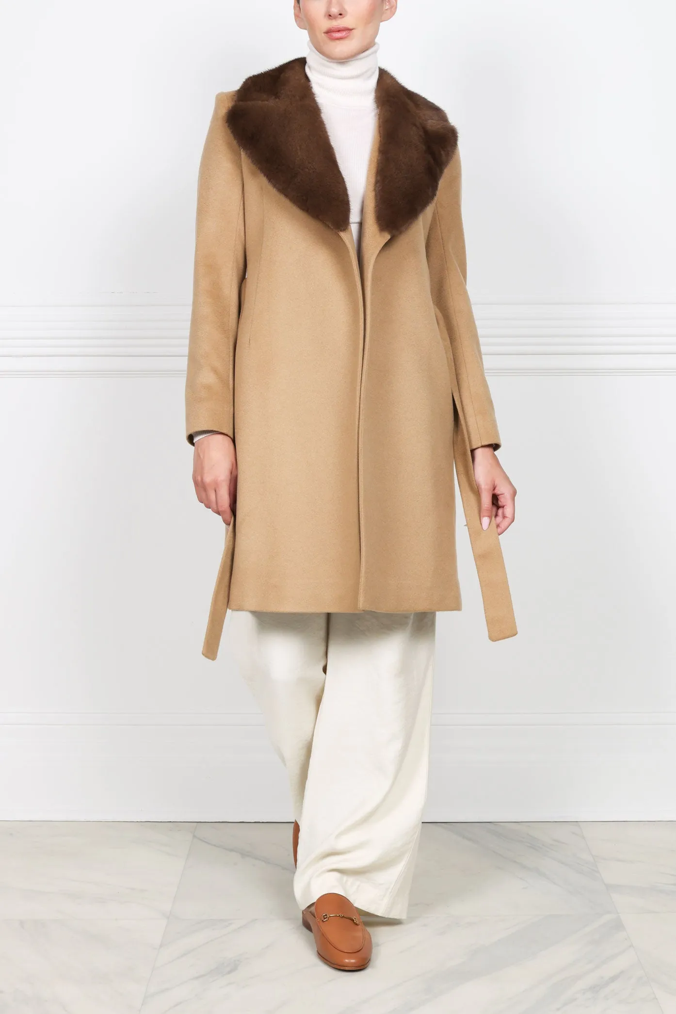 The Reece Cashmere Coat with Mink Fur Collar sold by Pologeorgis product image thumbnail 2