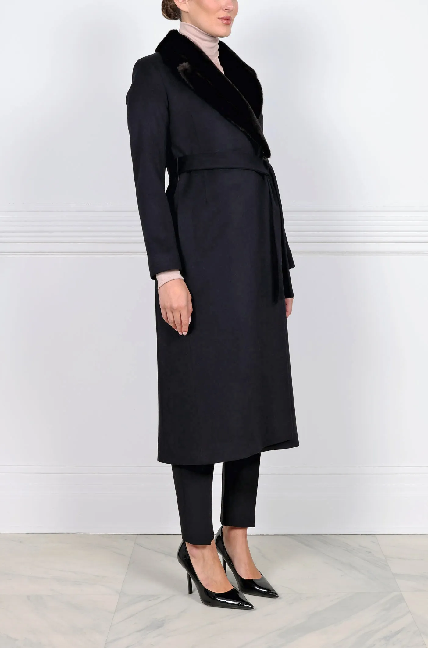 The Lottie Wool Coat with Mink Fur Collar sold by Pologeorgis product image thumbnail 3