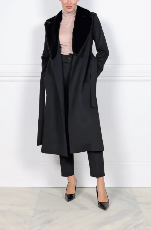 The Lottie Wool Coat with Mink Fur Collar sold by Pologeorgis