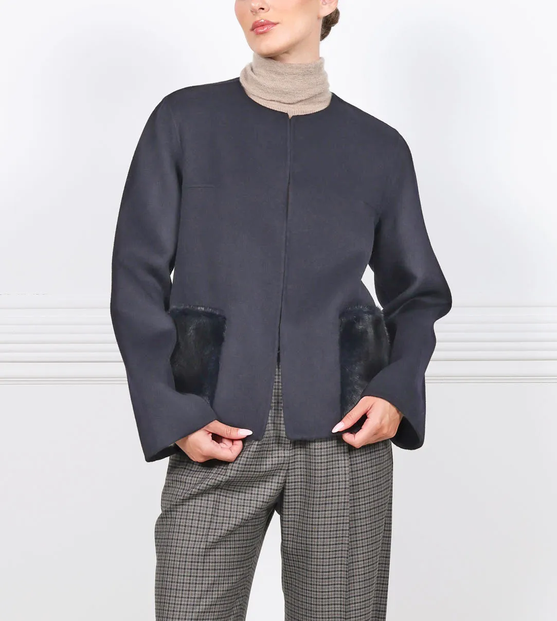 The Charlotte Wool/Cashmere and Mink Fur Jacket sold by Pologeorgis product image thumbnail 2