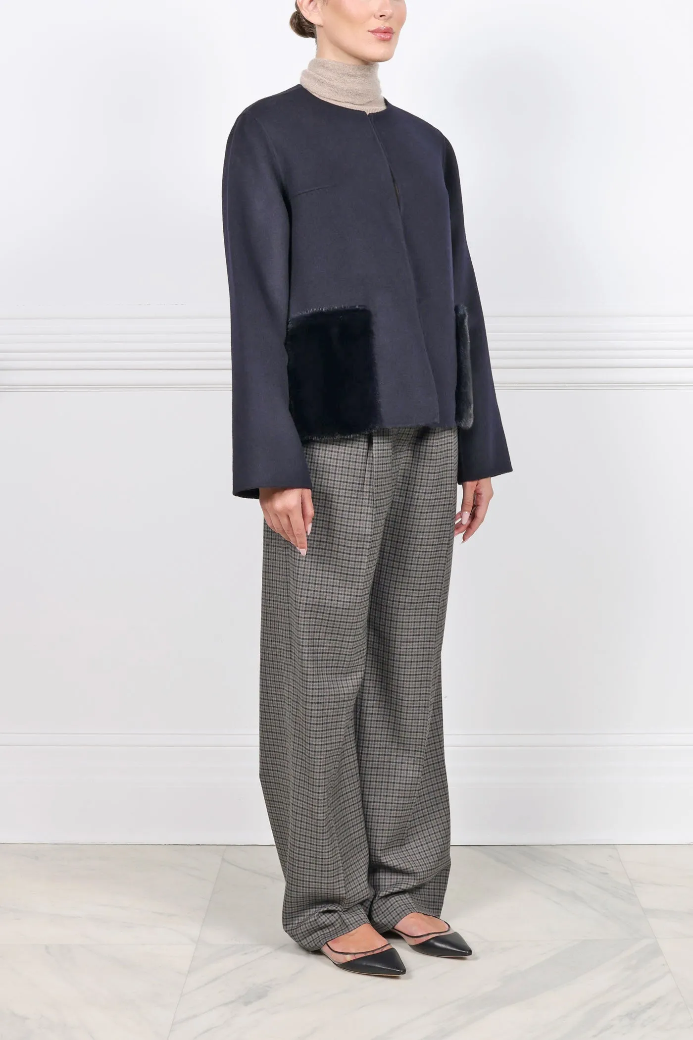 The Charlotte Wool/Cashmere and Mink Fur Jacket sold by Pologeorgis product image thumbnail 4