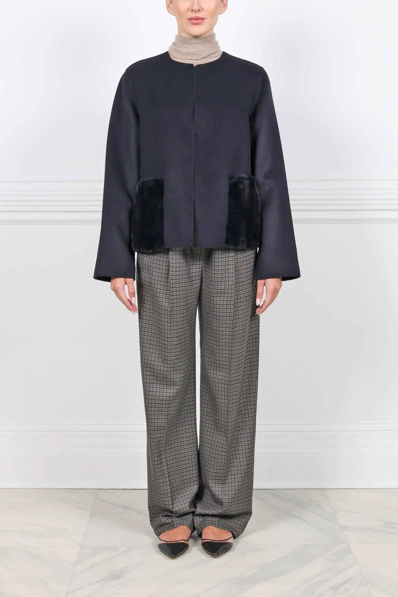 The Charlotte Wool/Cashmere and Mink Fur Jacket sold by Pologeorgis product image thumbnail 3