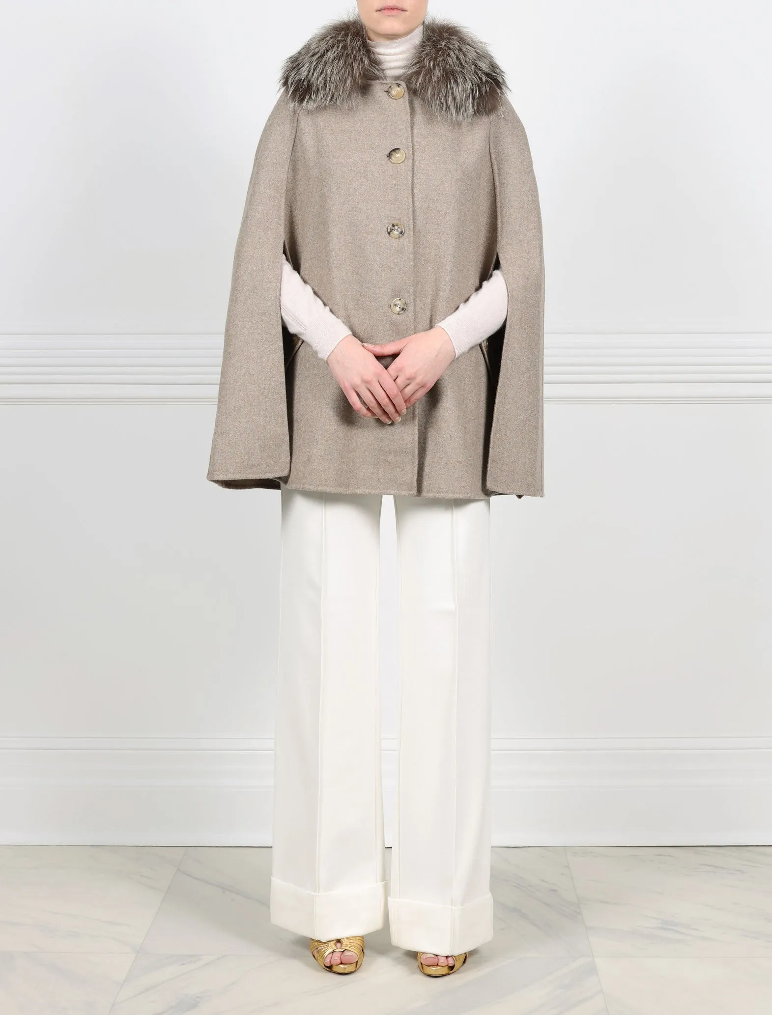 The Charleston Woven Cape with Fur Collar sold by Pologeorgis product image thumbnail 2