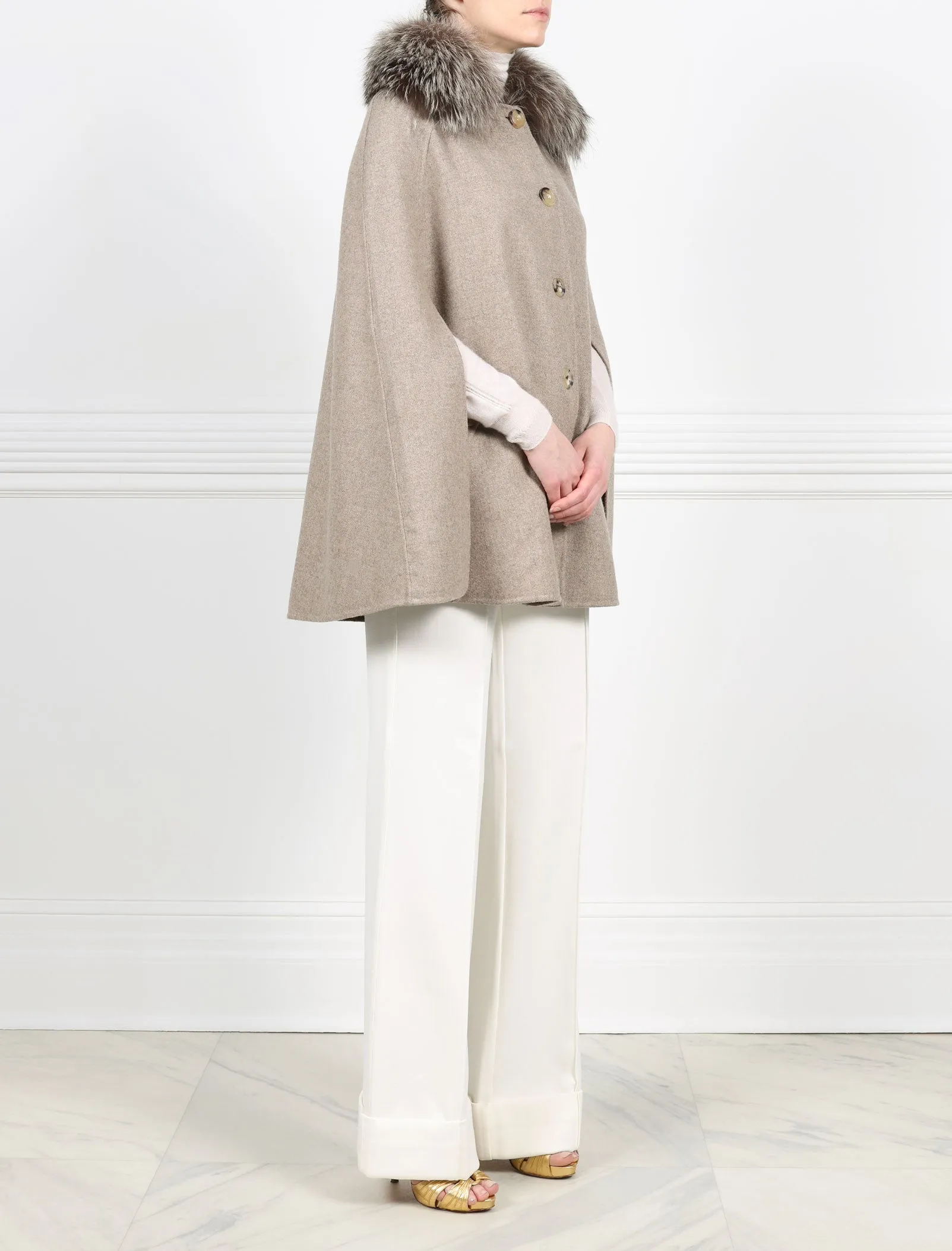 The Charleston Woven Cape with Fur Collar sold by Pologeorgis product image thumbnail 3