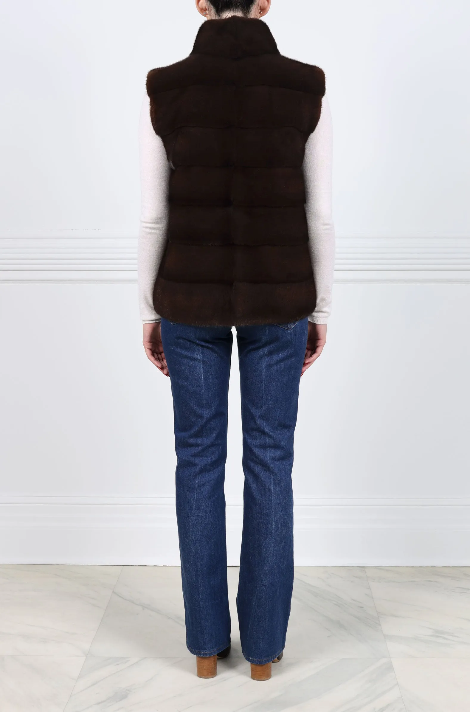 The Nina Zip Front Plucked Mink Fur Vest sold by Pologeorgis product image thumbnail 3