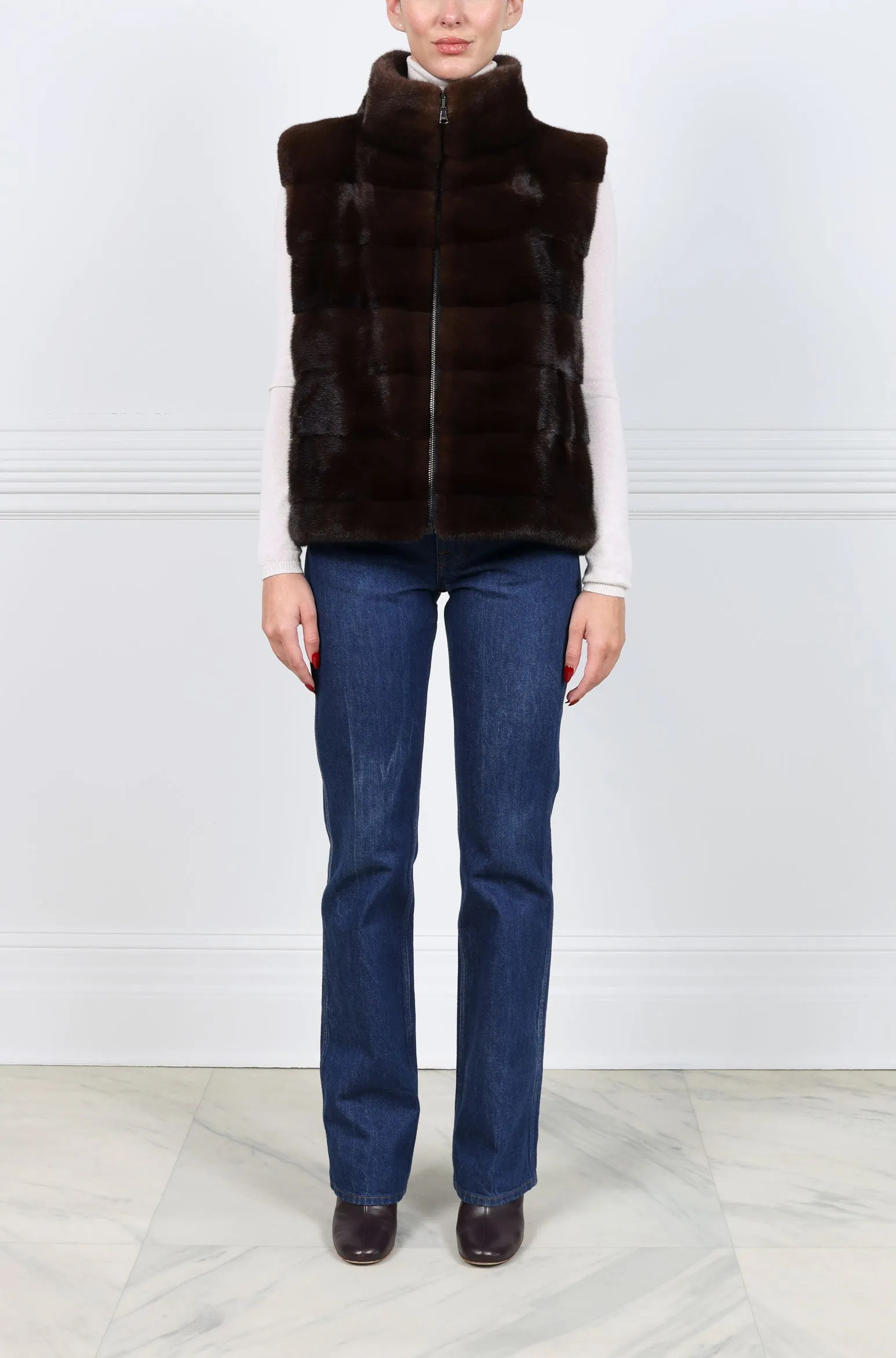 The Nina Storm Mink Fur Long Vest sold by Pologeorgis product image thumbnail 2