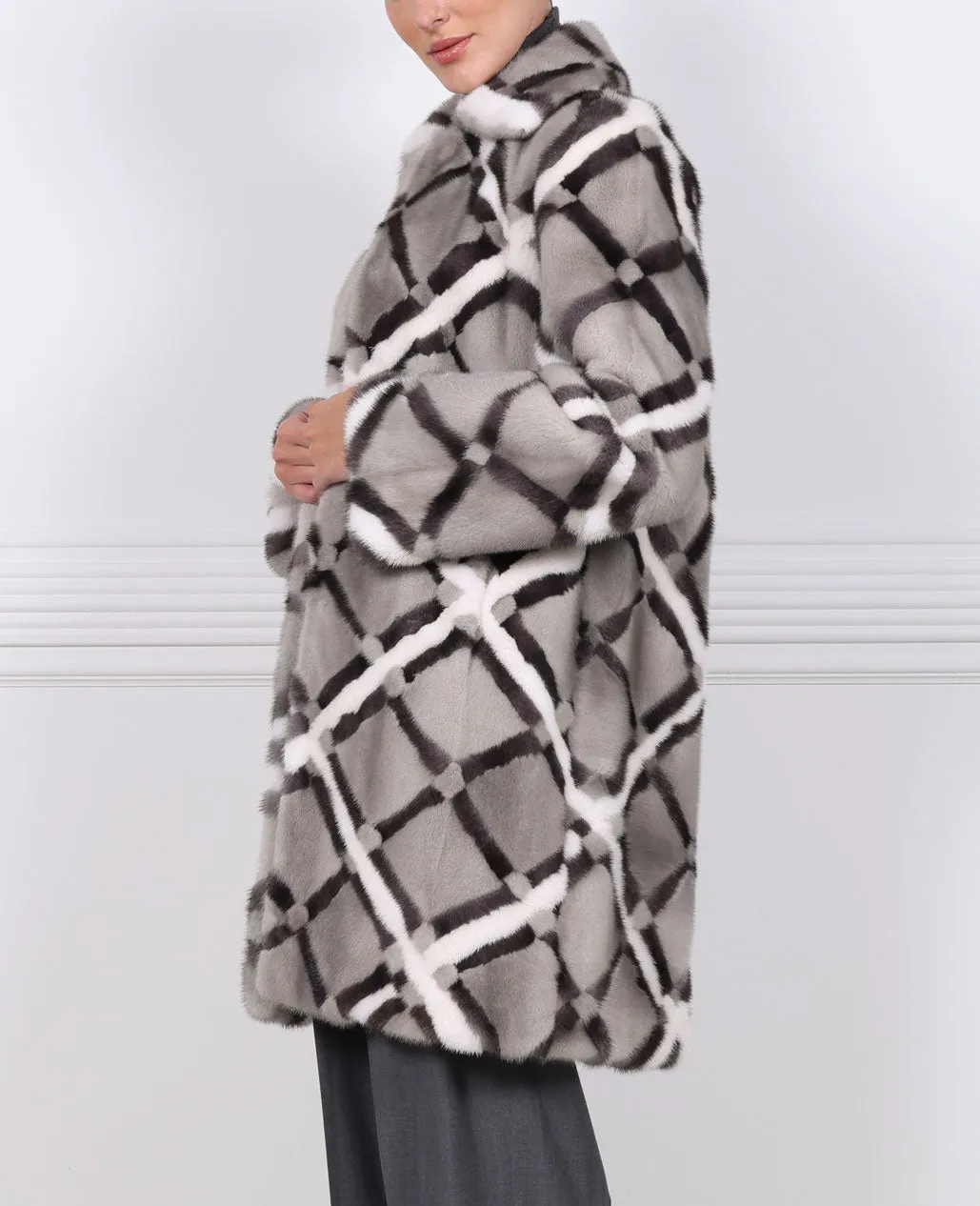 The Victoria Intarsia Mink Fur Coat sold by Pologeorgis product image thumbnail 3