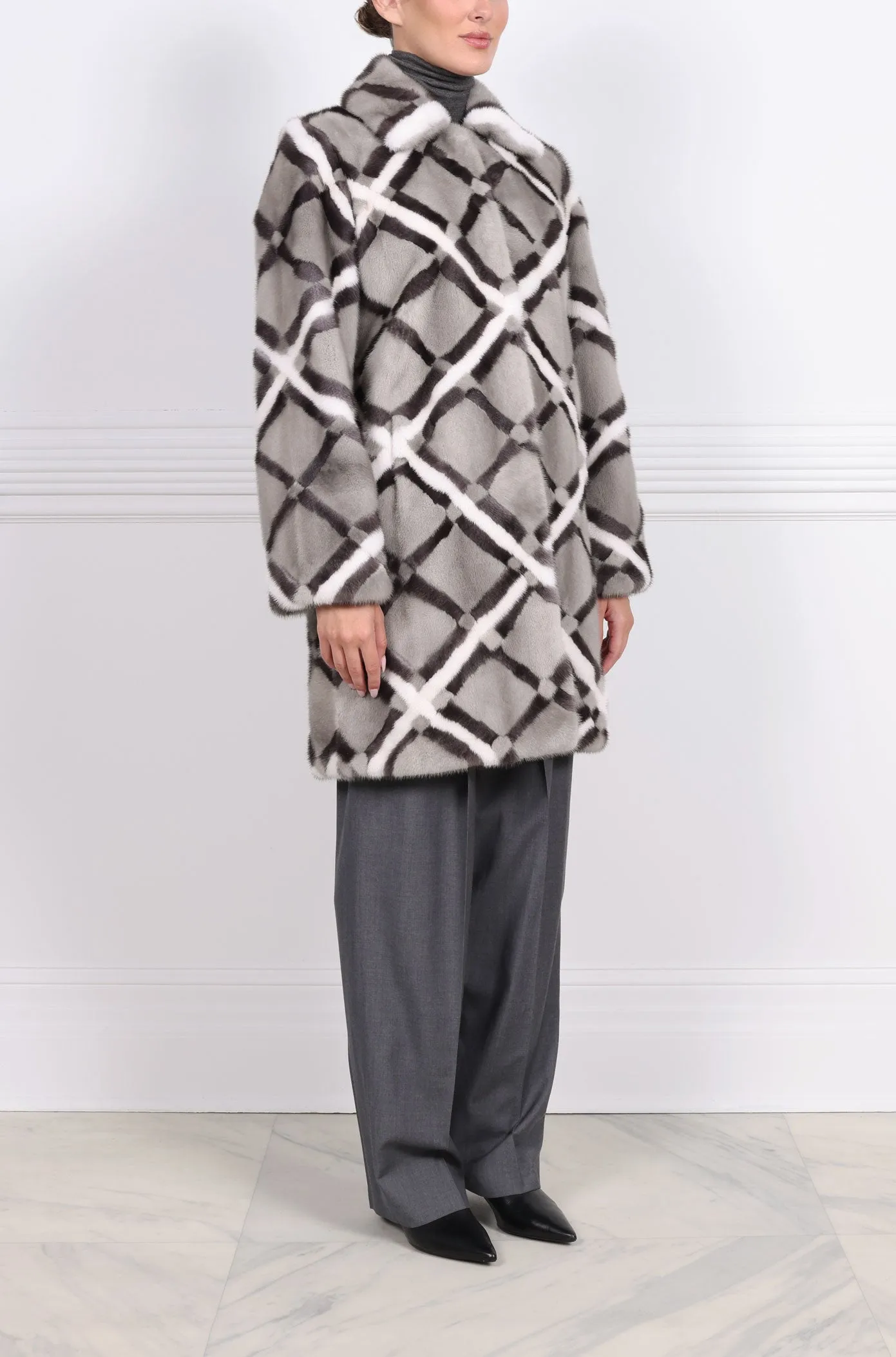 The Victoria Intarsia Mink Fur Coat sold by Pologeorgis product image thumbnail 5