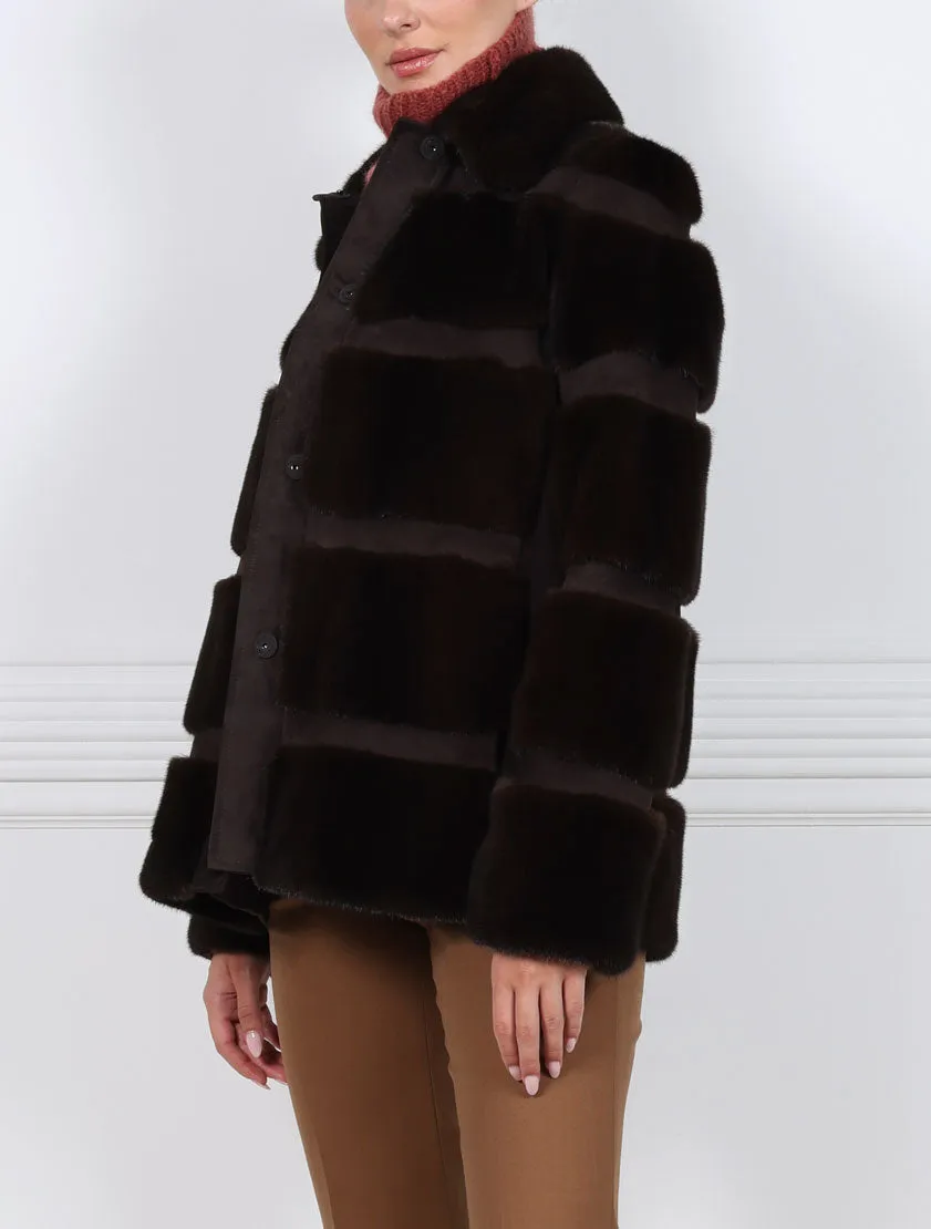 The Lodge Mink Fur & Suede Jacket sold by Pologeorgis product image thumbnail 3