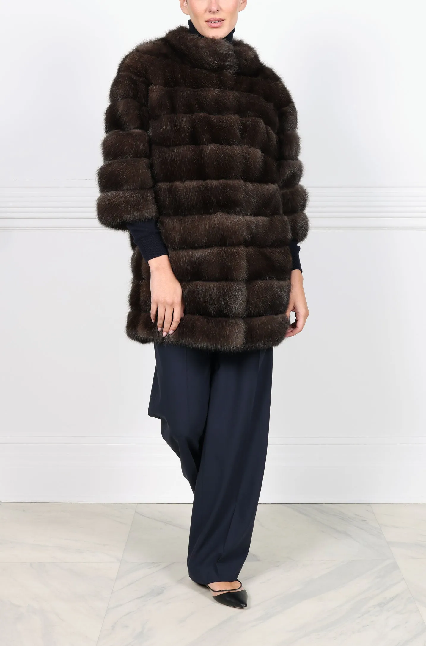 The Blake Horizontal Sable Coat sold by Pologeorgis