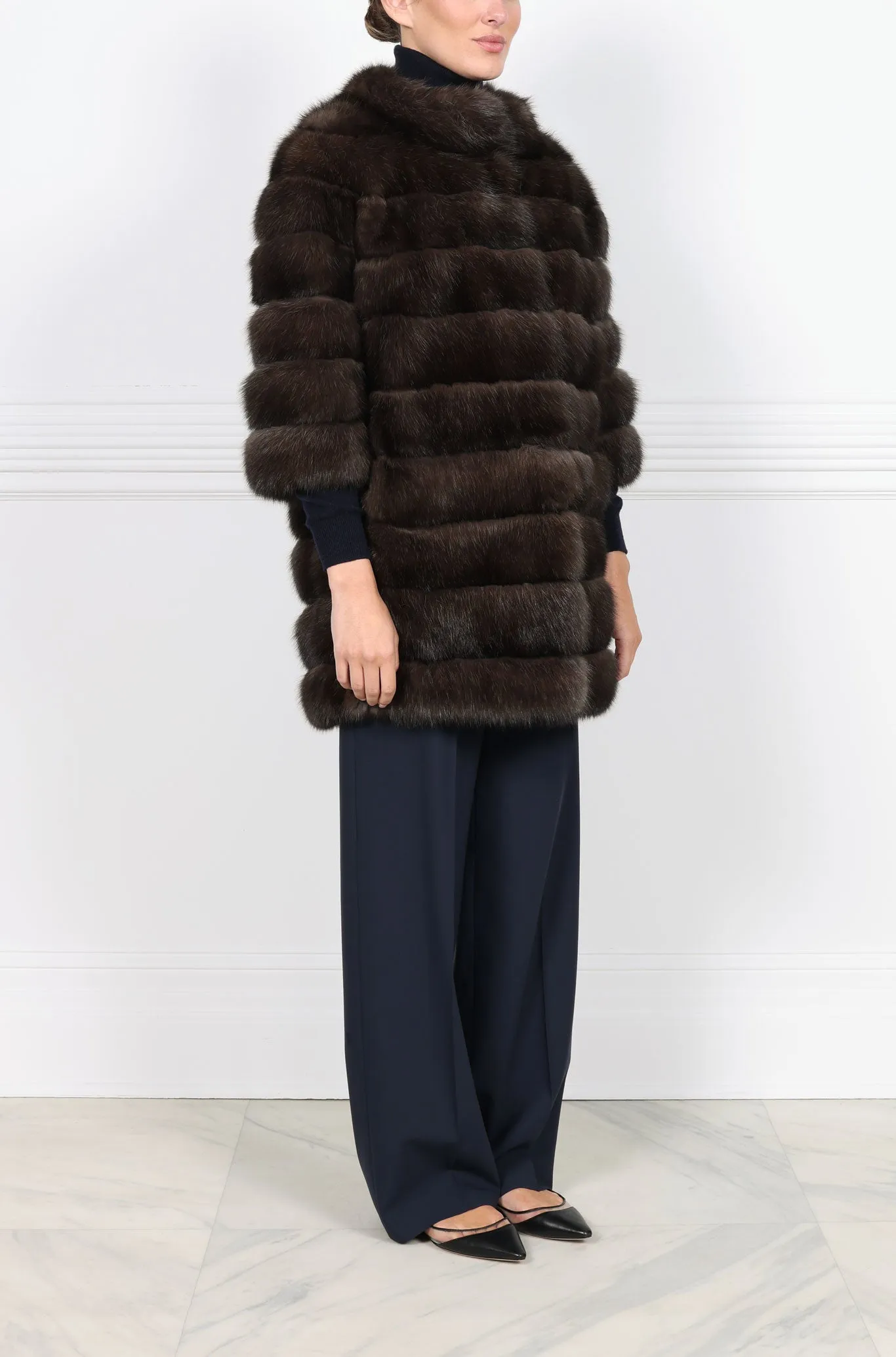 The Blake Horizontal Sable Coat sold by Pologeorgis product image thumbnail 3