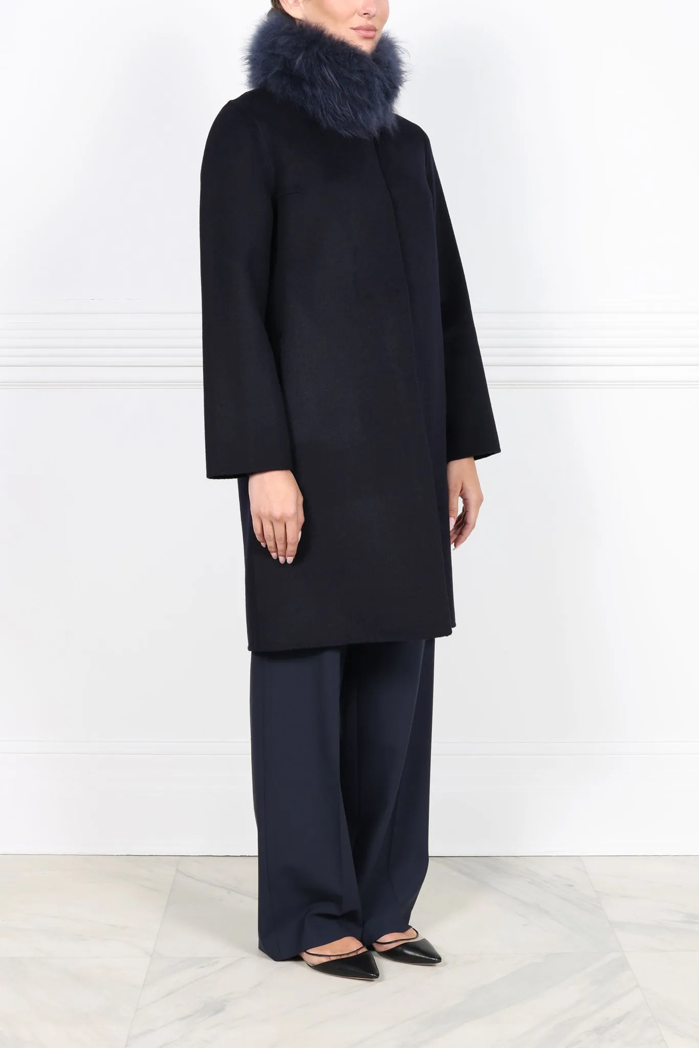 Shearling Trimmed Double Faced Wool Cashmere Coat sold by Pologeorgis product image thumbnail 2