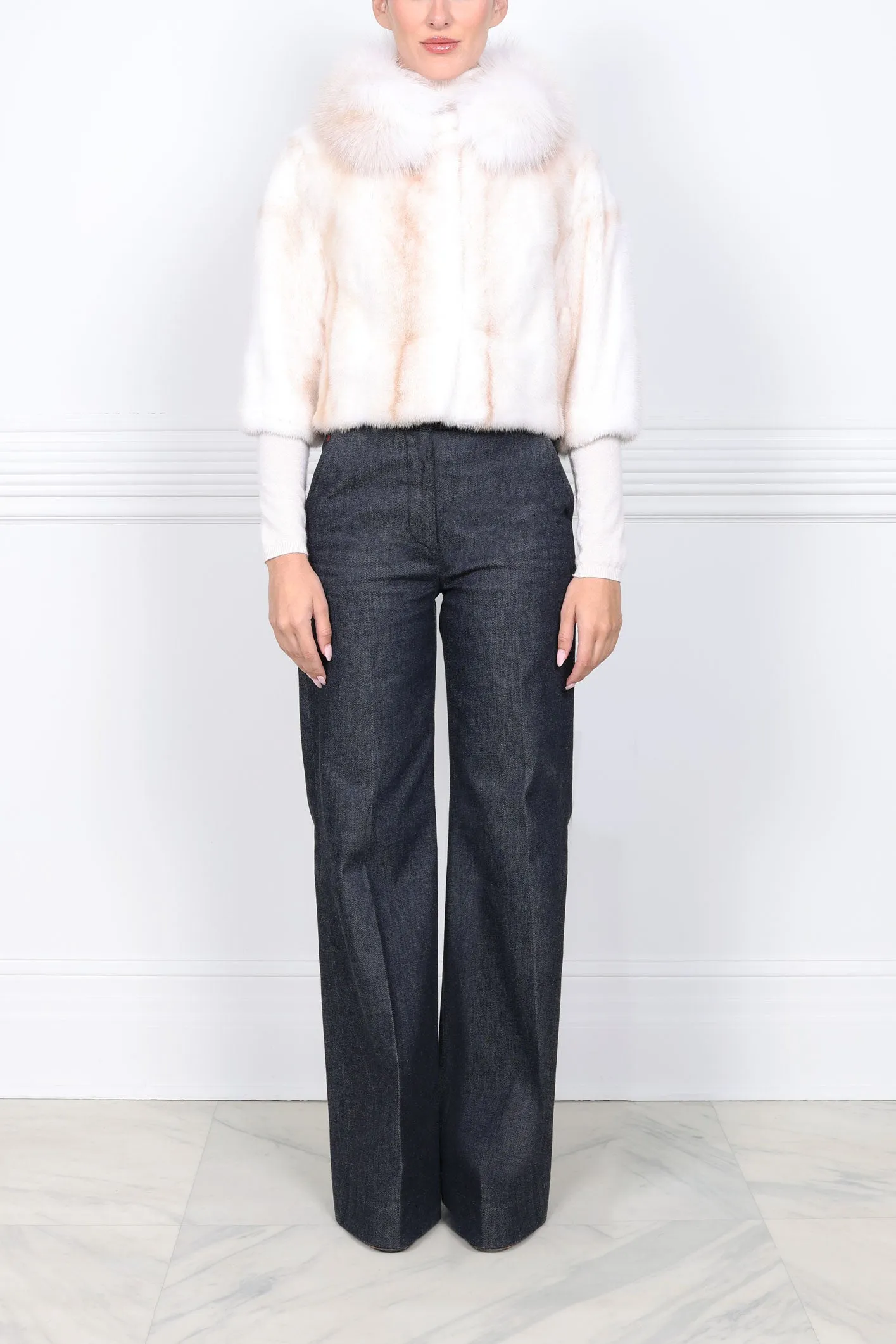 The Theo Crop Mink Jacket sold by Pologeorgis