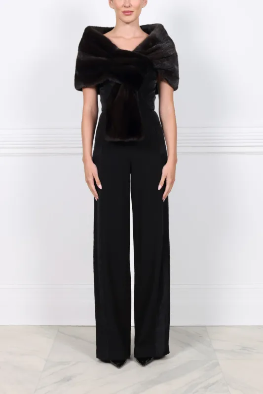 The Zola Mink Pull-Through Stole in Black sold by Pologeorgis