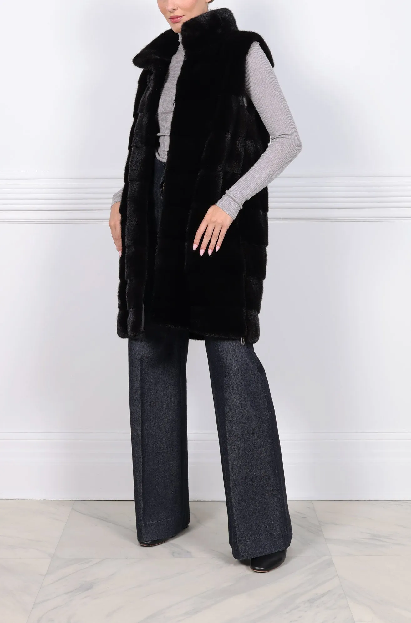 The Luca Mink Vest with Zippers sold by Pologeorgis product image thumbnail 3