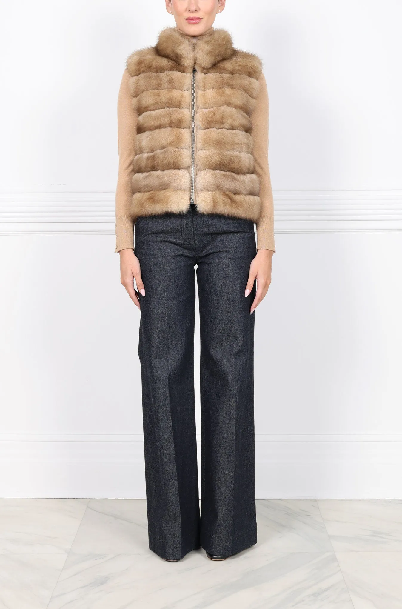 The Eliana Golden Sable Zip Vest sold by Pologeorgis product image thumbnail 2