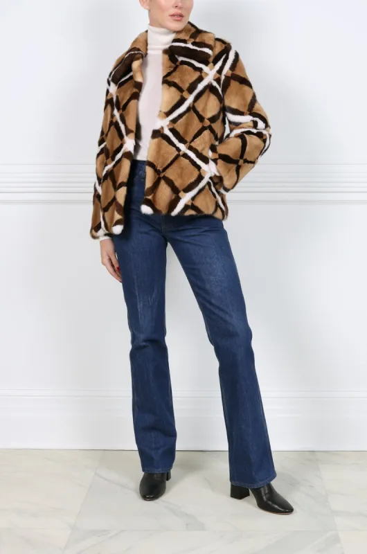 The Diamond Intarsia Mink Fur Jacket sold by Pologeorgis