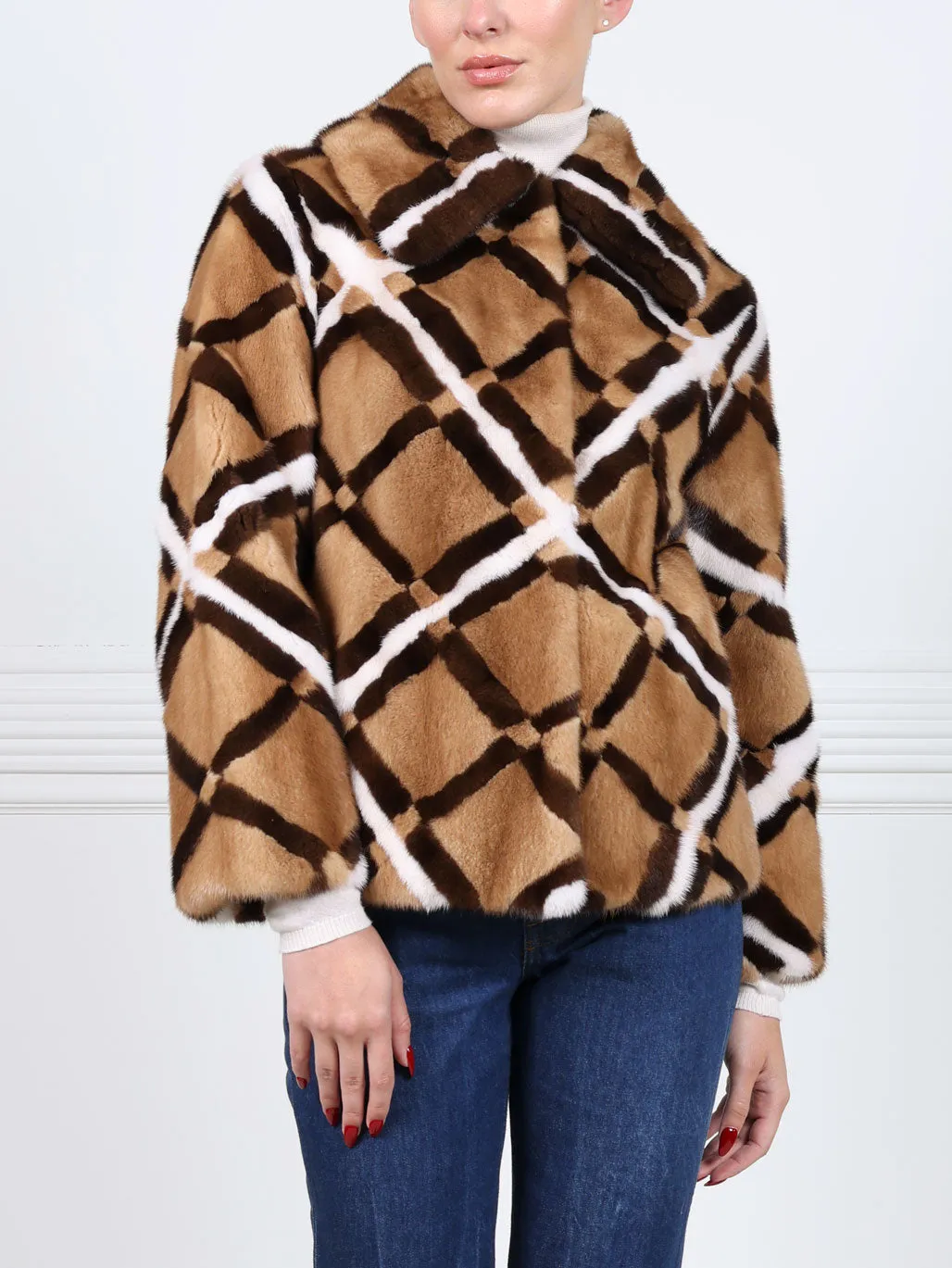 The Diamond Intarsia Mink Fur Jacket sold by Pologeorgis product image thumbnail 3