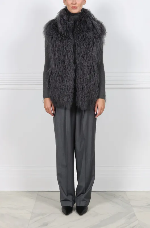 The Nina Curly Shearling Vest sold by Pologeorgis