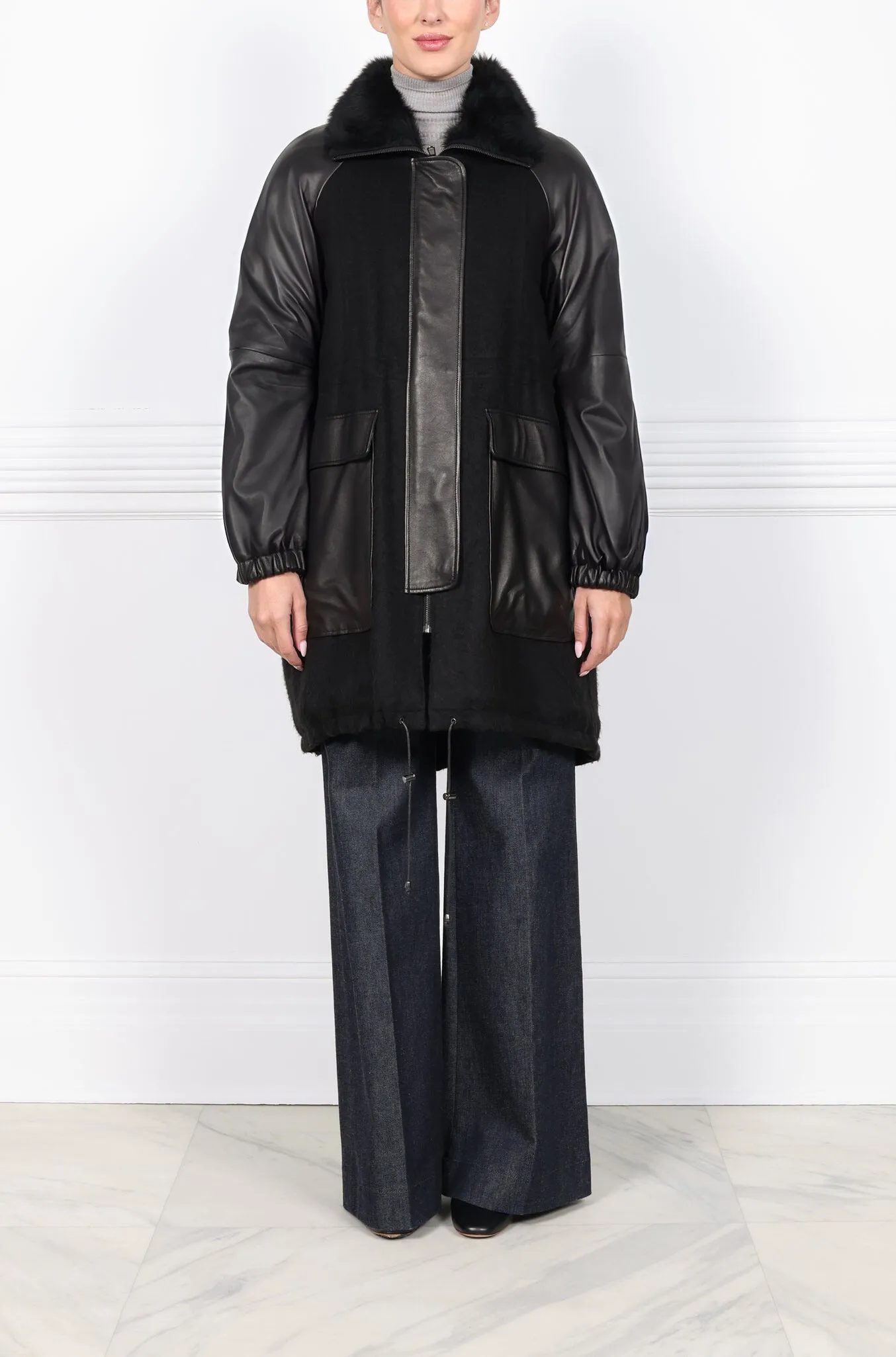 The City Felt Shearling Lined Coat sold by Pologeorgis