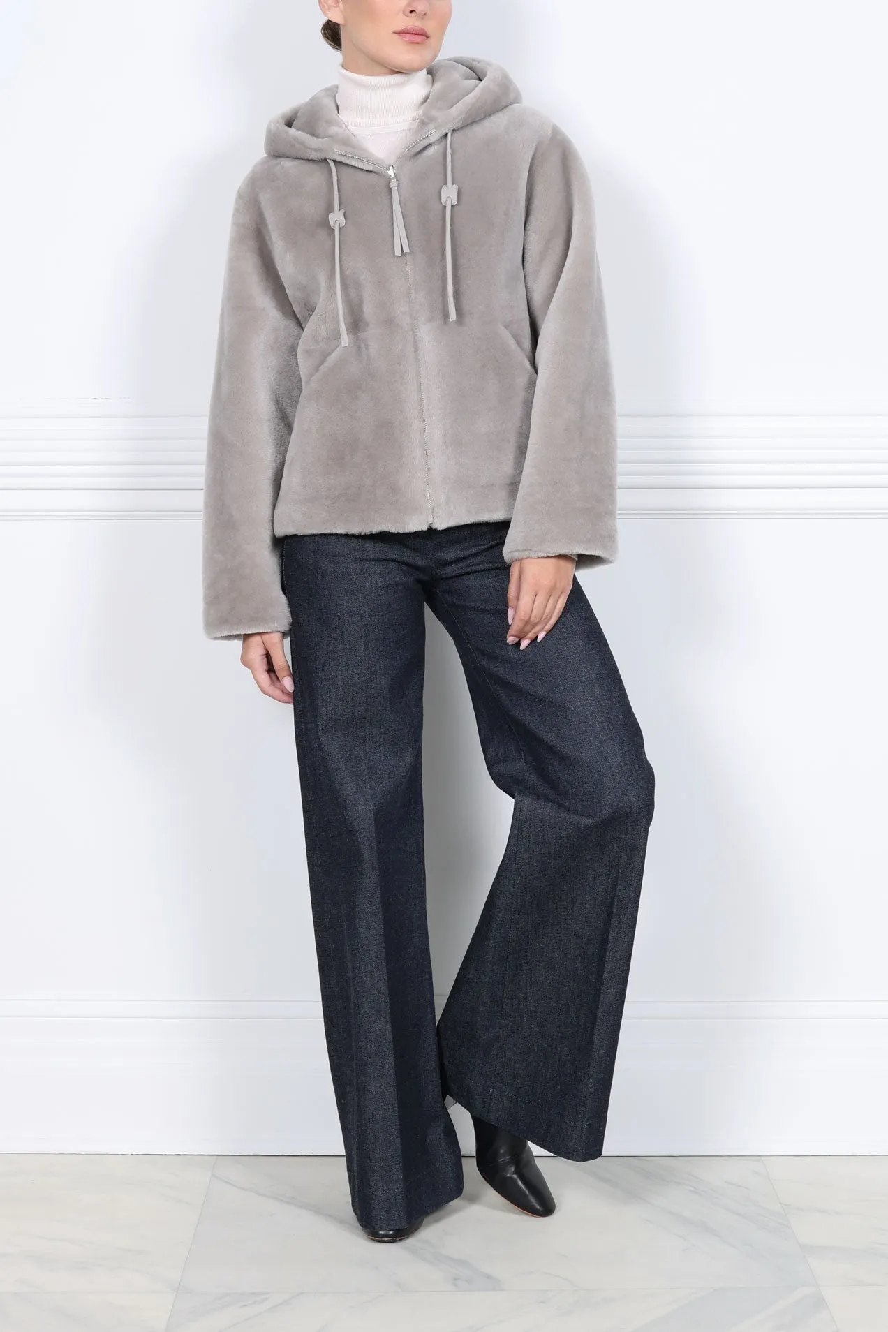 The Becca Shearling Jacket sold by Pologeorgis