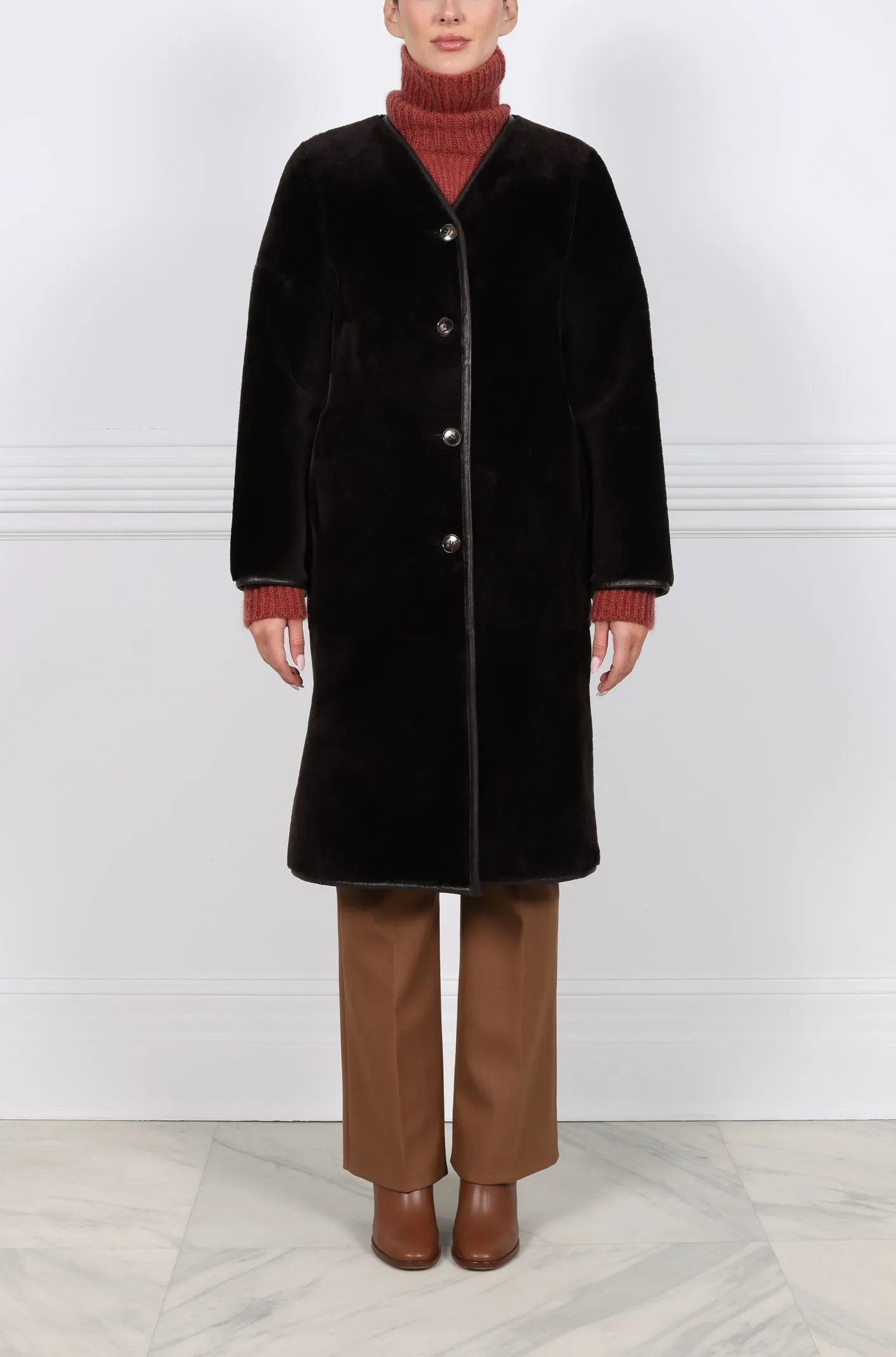 The Annie Reversible Merino Shearling Coat sold by Pologeorgis product image thumbnail 2