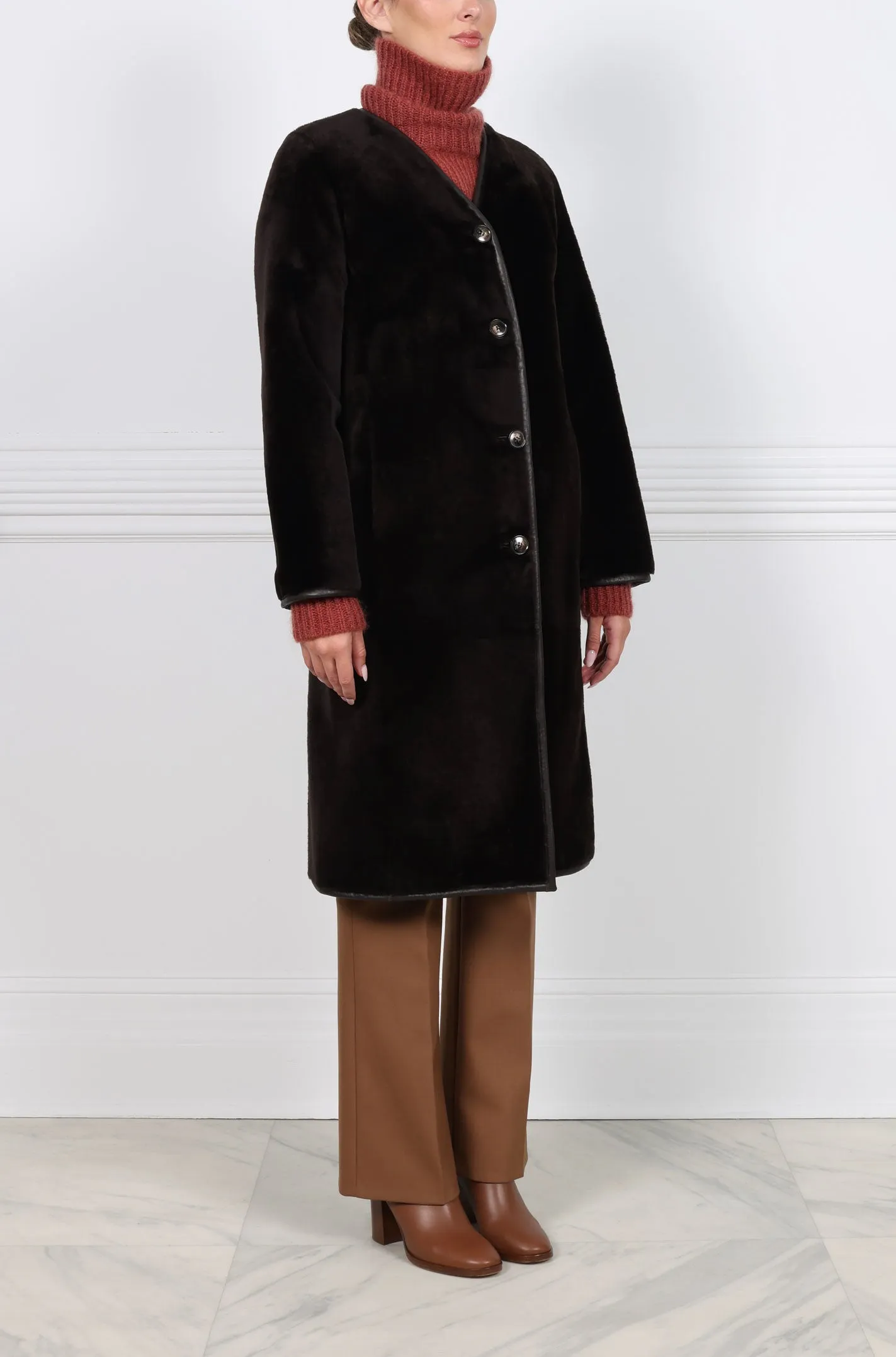 The Annie Reversible Merino Shearling Coat sold by Pologeorgis product image thumbnail 4