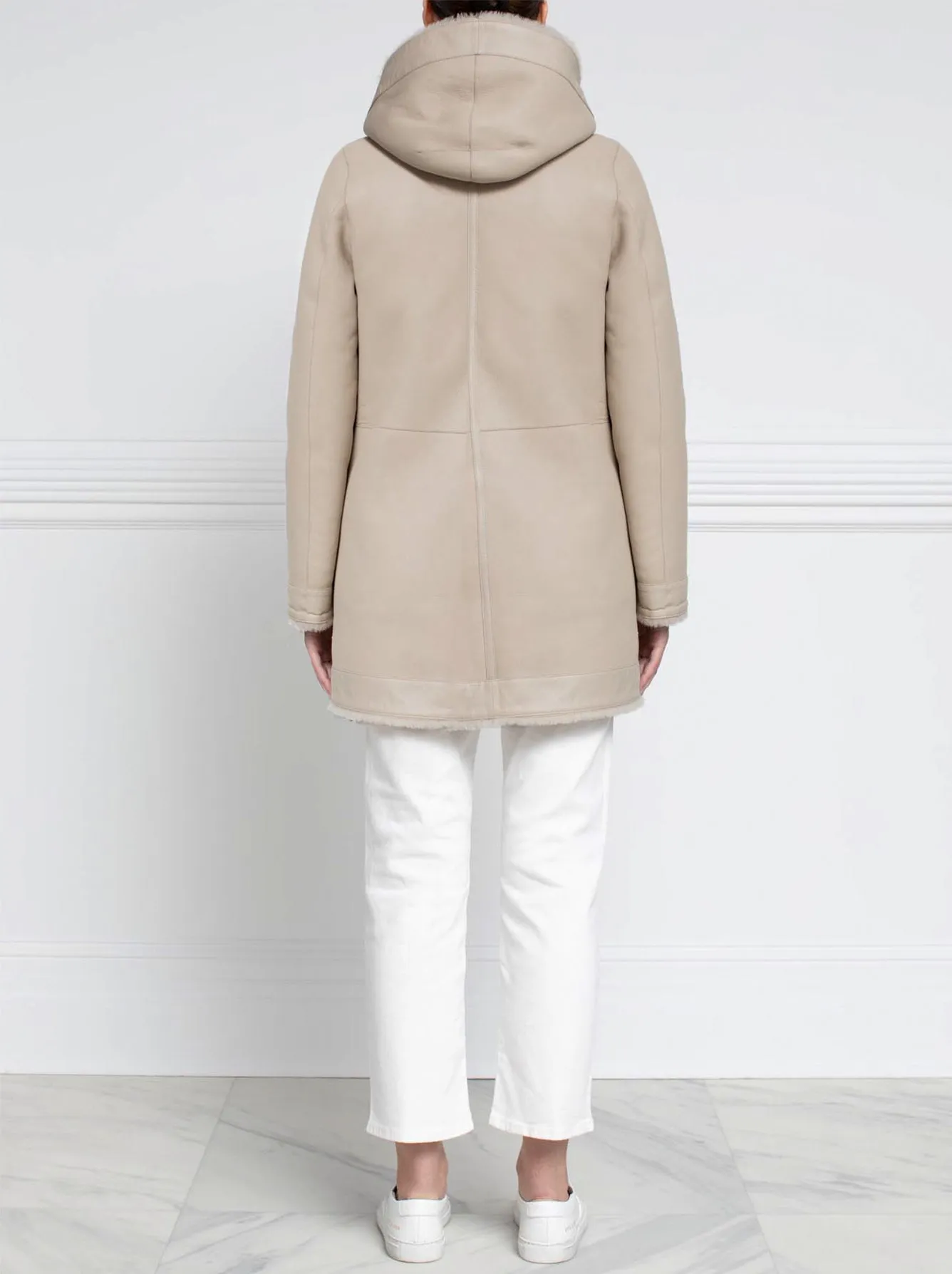 The Davie Hooded Shearling Coat sold by Pologeorgis product image thumbnail 2