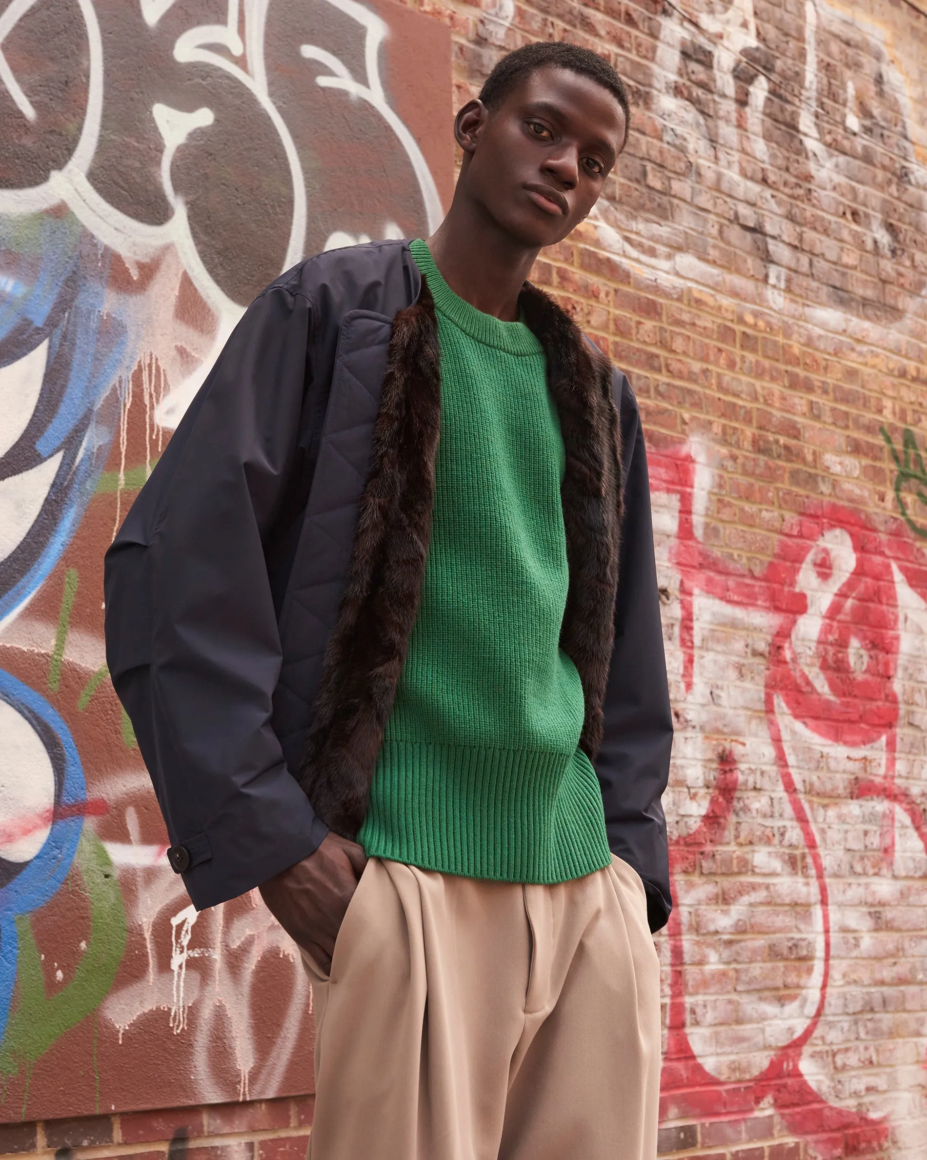 The Ryan Upcycled Mink Lined Storm Jacket sold by Pologeorgis