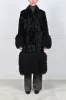 Shearling Coat with Curly Lamb Peplum & Trim sold by Pologeorgis