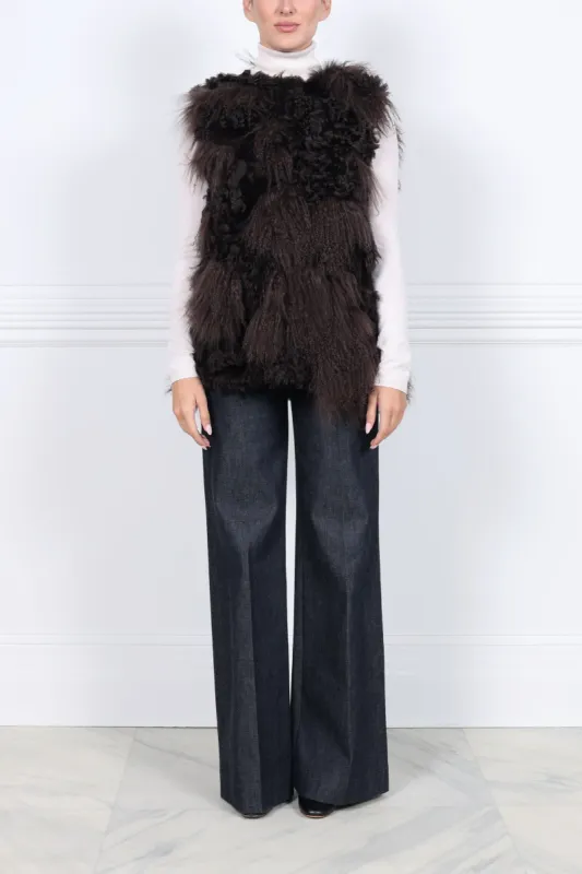 Multi Media Shearling Vest sold by Pologeorgis