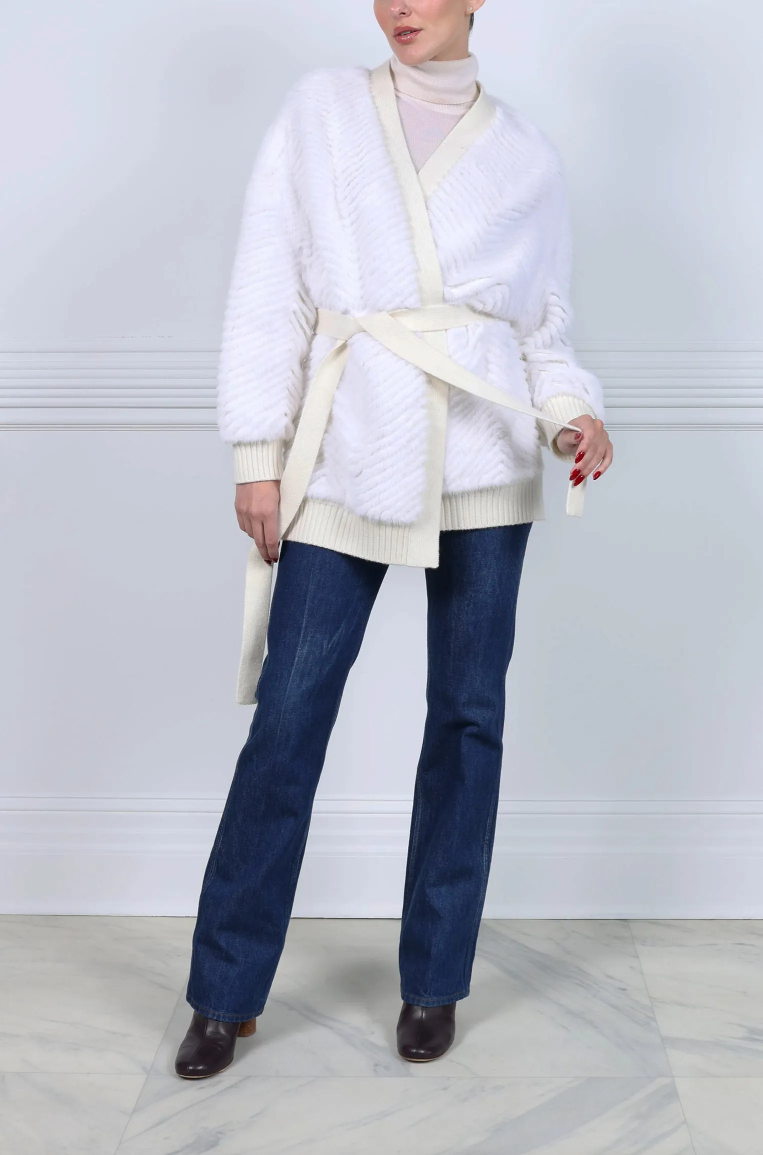 The Ayla Mink Fur on Knit Jacket sold by Pologeorgis product image thumbnail 4