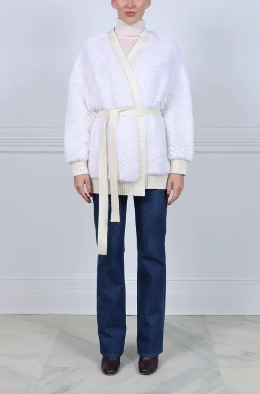 The Ayla Mink Fur on Knit Jacket sold by Pologeorgis