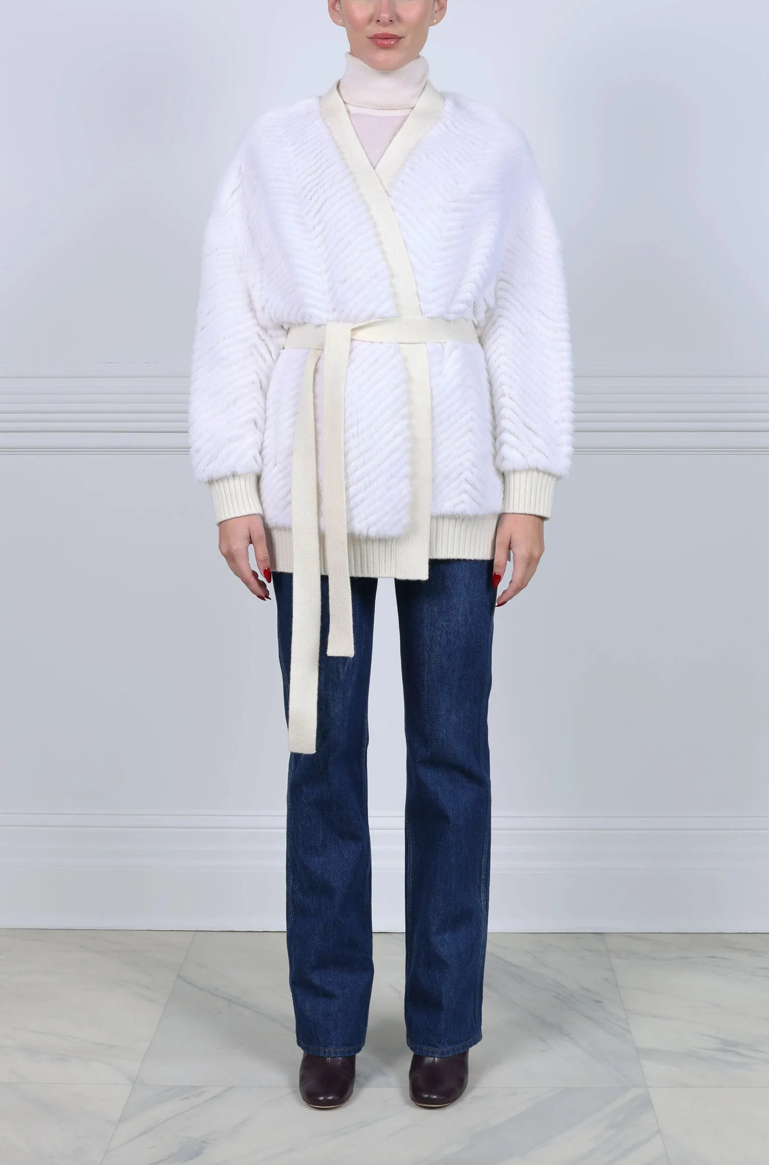 The Ayla Mink Fur on Knit Jacket sold by Pologeorgis