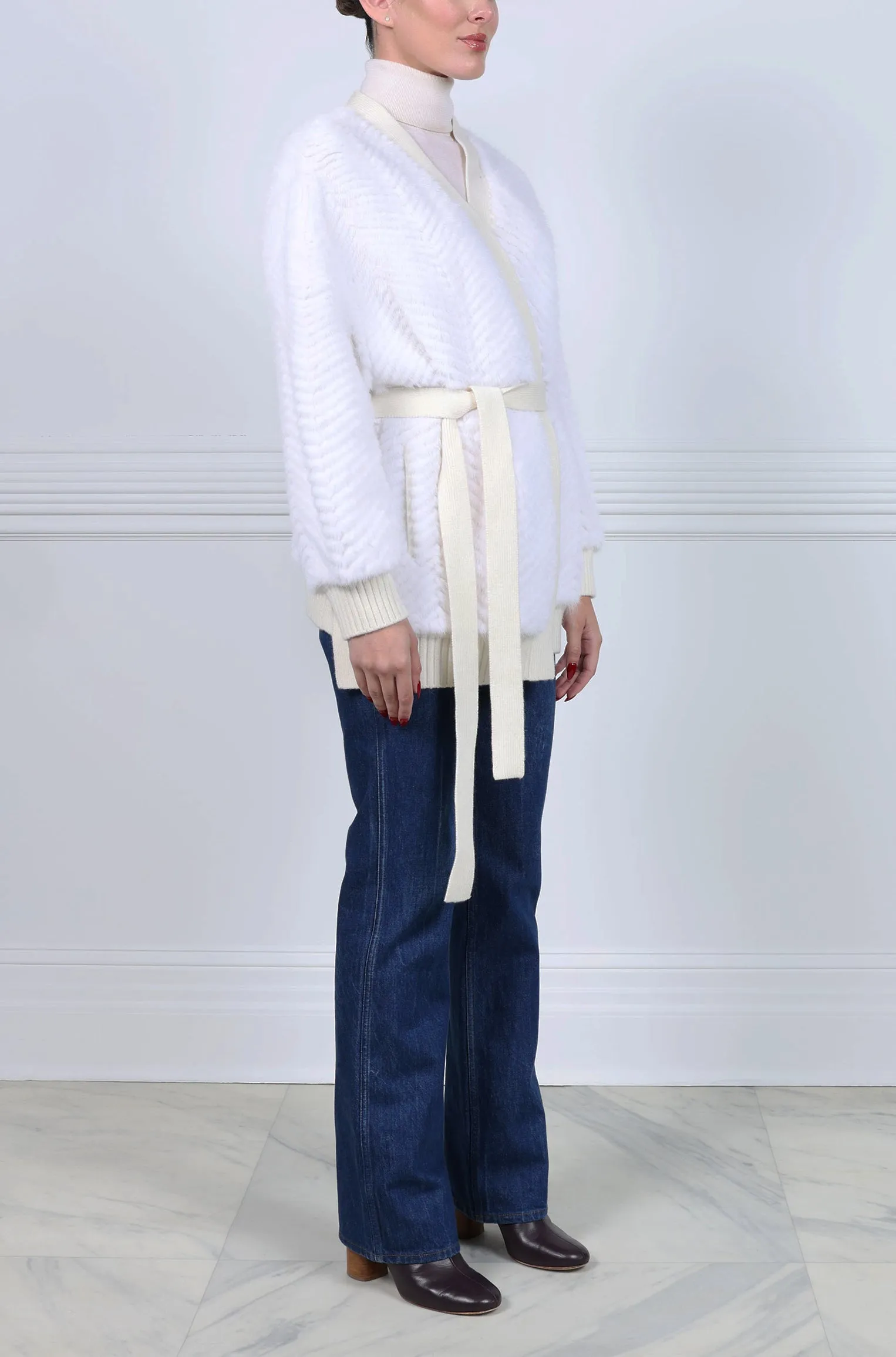 The Ayla Mink Fur on Knit Jacket sold by Pologeorgis product image thumbnail 2