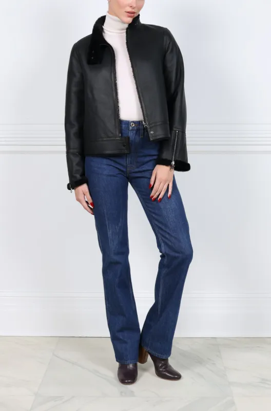 The Kate M Merino Shearling Moto Jacket sold by Pologeorgis