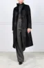 Embossed Lamb Stand Collar Belted Coat in Black sold by Pologeorgis