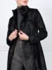 Embossed Lamb Stand Collar Belted Coat in Black sold by Pologeorgis