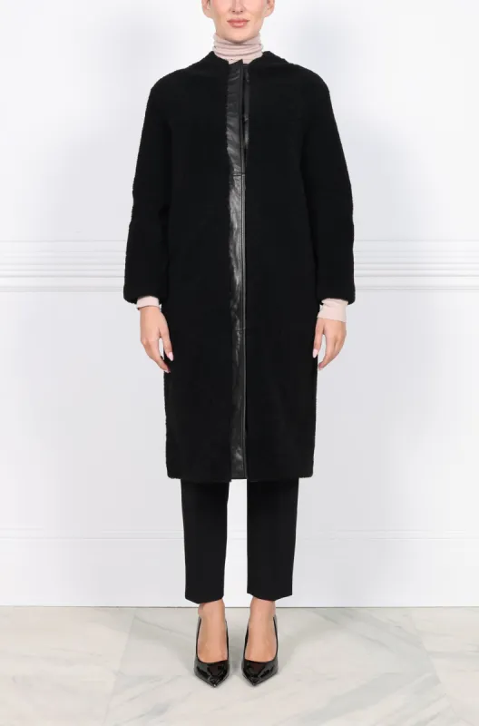 Crew Neck Cocoon Shearling Oversized Coat sold by Pologeorgis