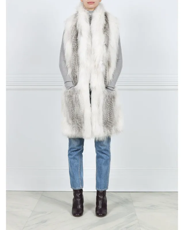 Knitted Fox Fur Long Scarf with Pockets sold by Pologeorgis