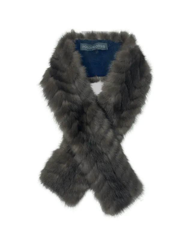 Chevron Sable Fur on Cashmere Scarf sold by Pologeorgis