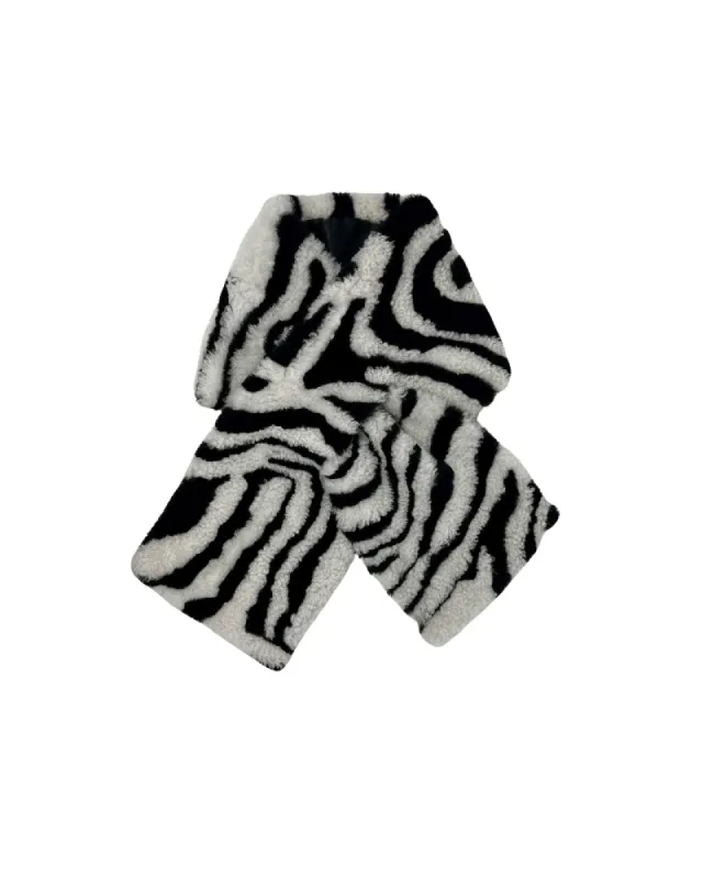 Upcycled Zebra Shearling Pull Through Scarf sold by Pologeorgis